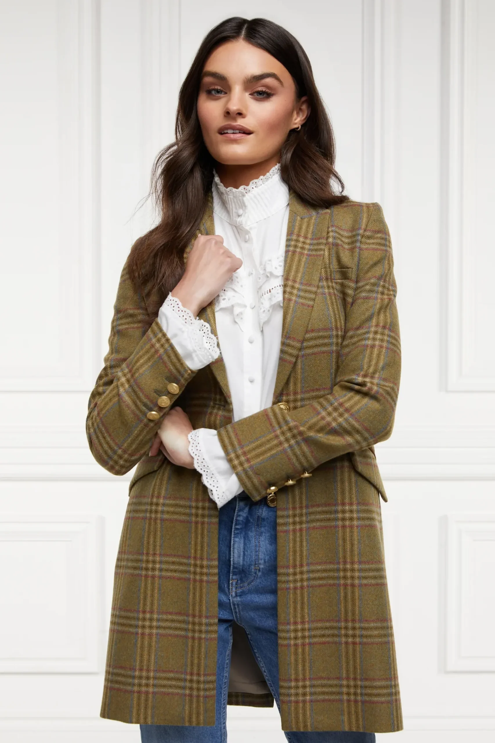 Holland Cooper Highgrove Coat Avebury Green Check Discount