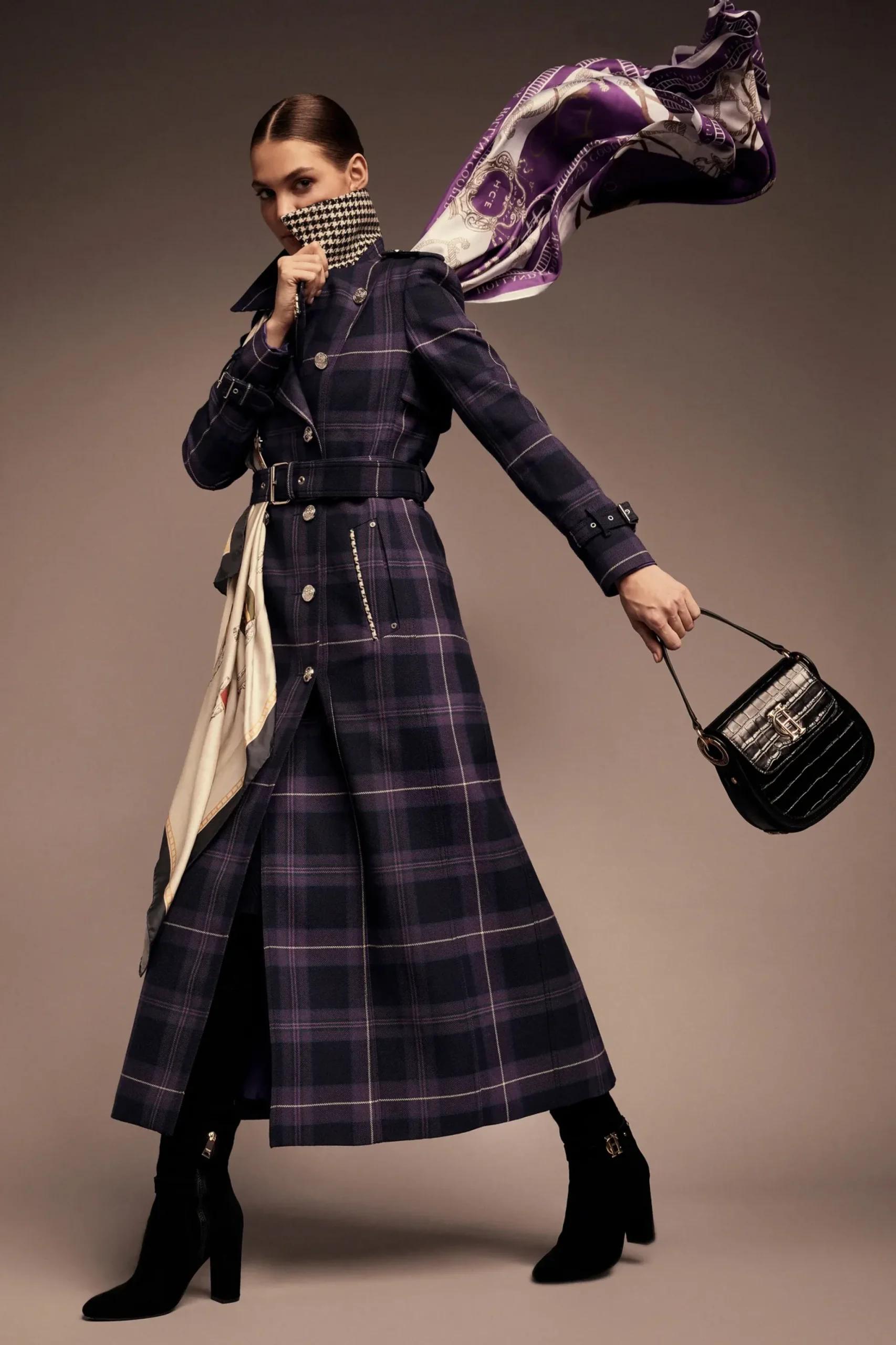 Holland Cooper Jubilee Full Length Marlborough Trench Jubilee Tartan Sale