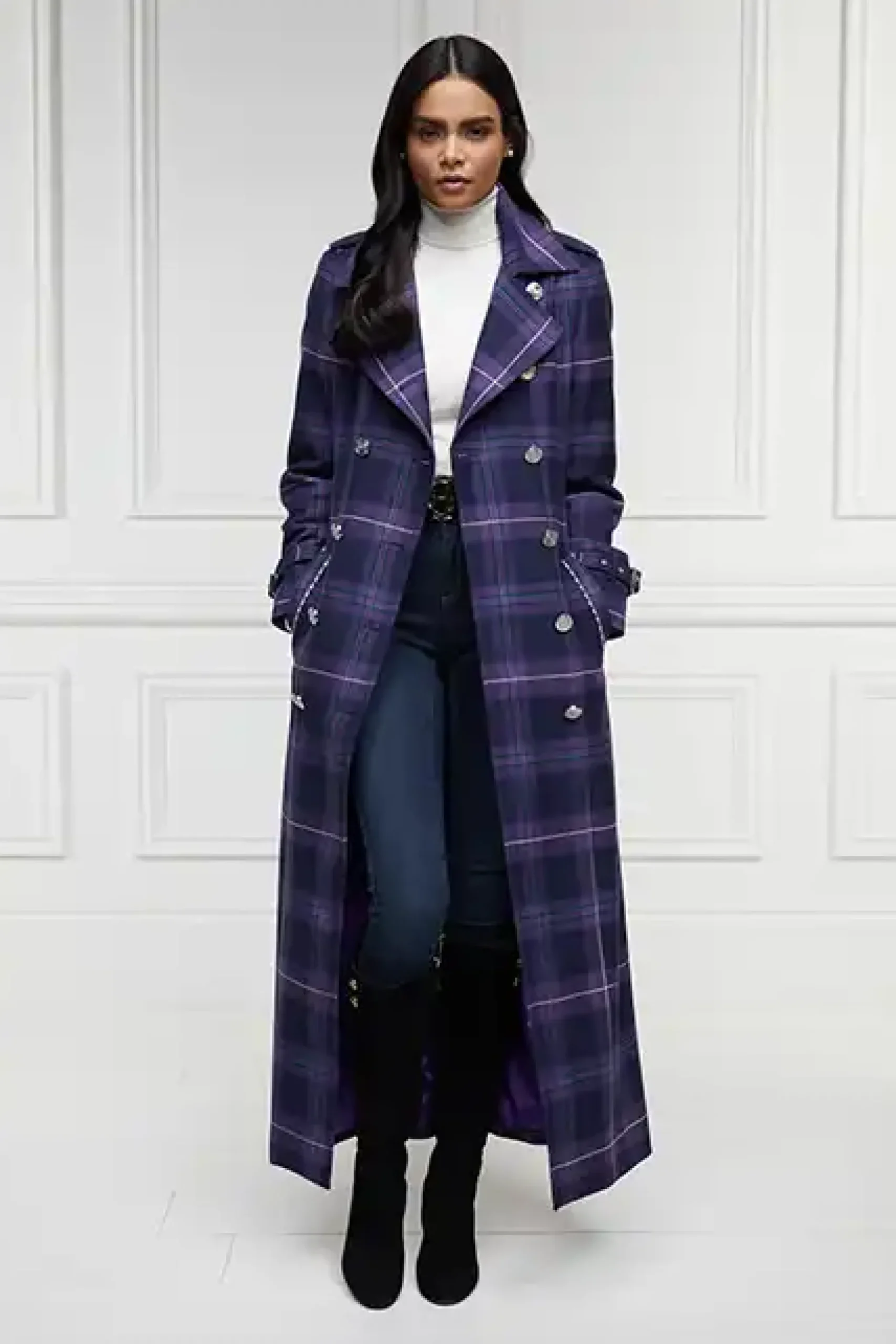 Holland Cooper Jubilee Full Length Marlborough Trench Jubilee Tartan Sale