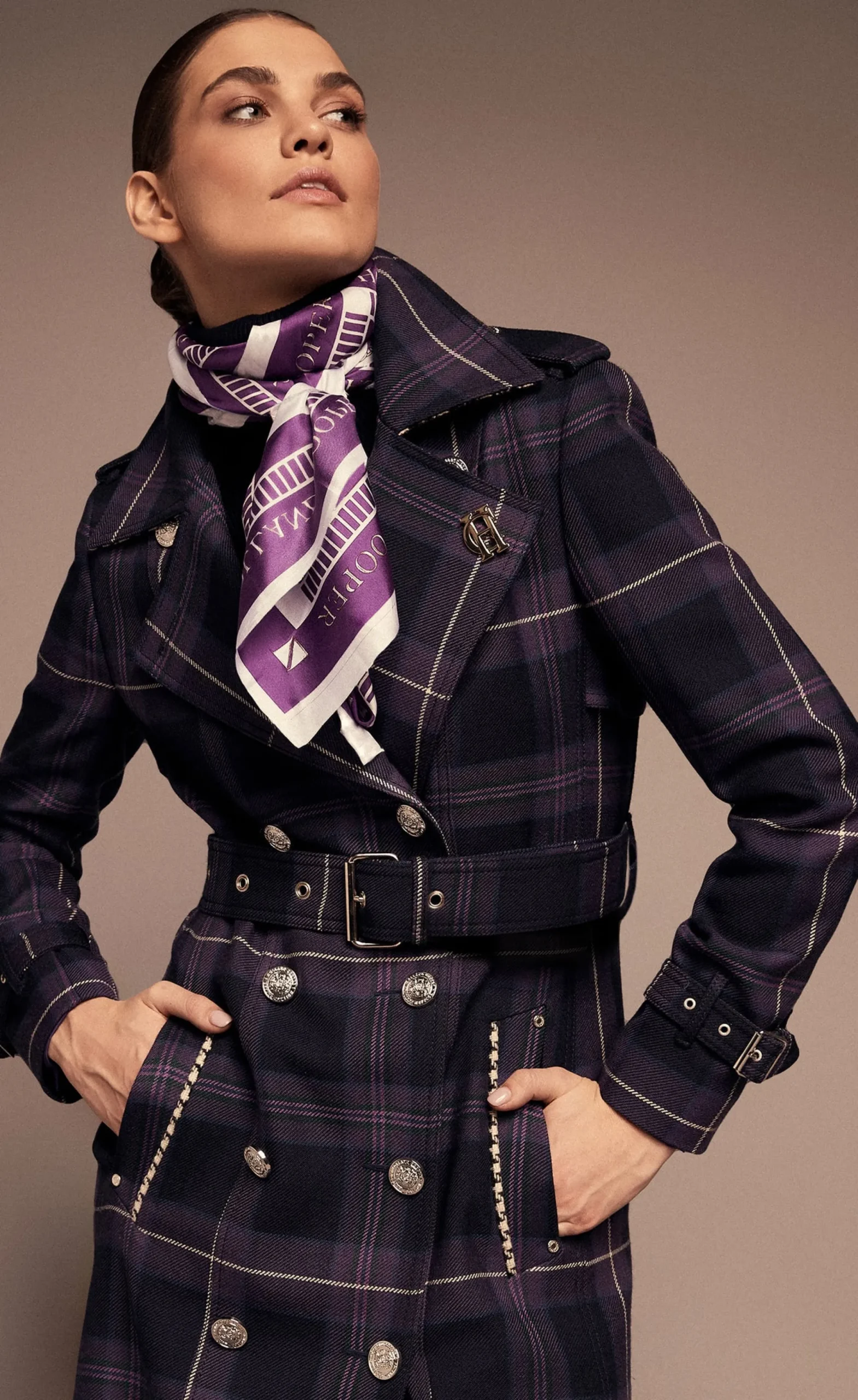 Holland Cooper Jubilee Full Length Marlborough Trench Jubilee Tartan Sale