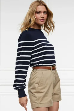 Holland Cooper Kelsie Crew Neck Knit Ink Navy Stripe Online