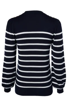 Holland Cooper Kelsie Crew Neck Knit Ink Navy Stripe Online