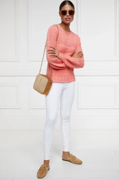 Holland Cooper Kelsie Pointelle Knit Coral Discount