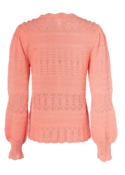 Holland Cooper Kelsie Pointelle Knit Coral Discount