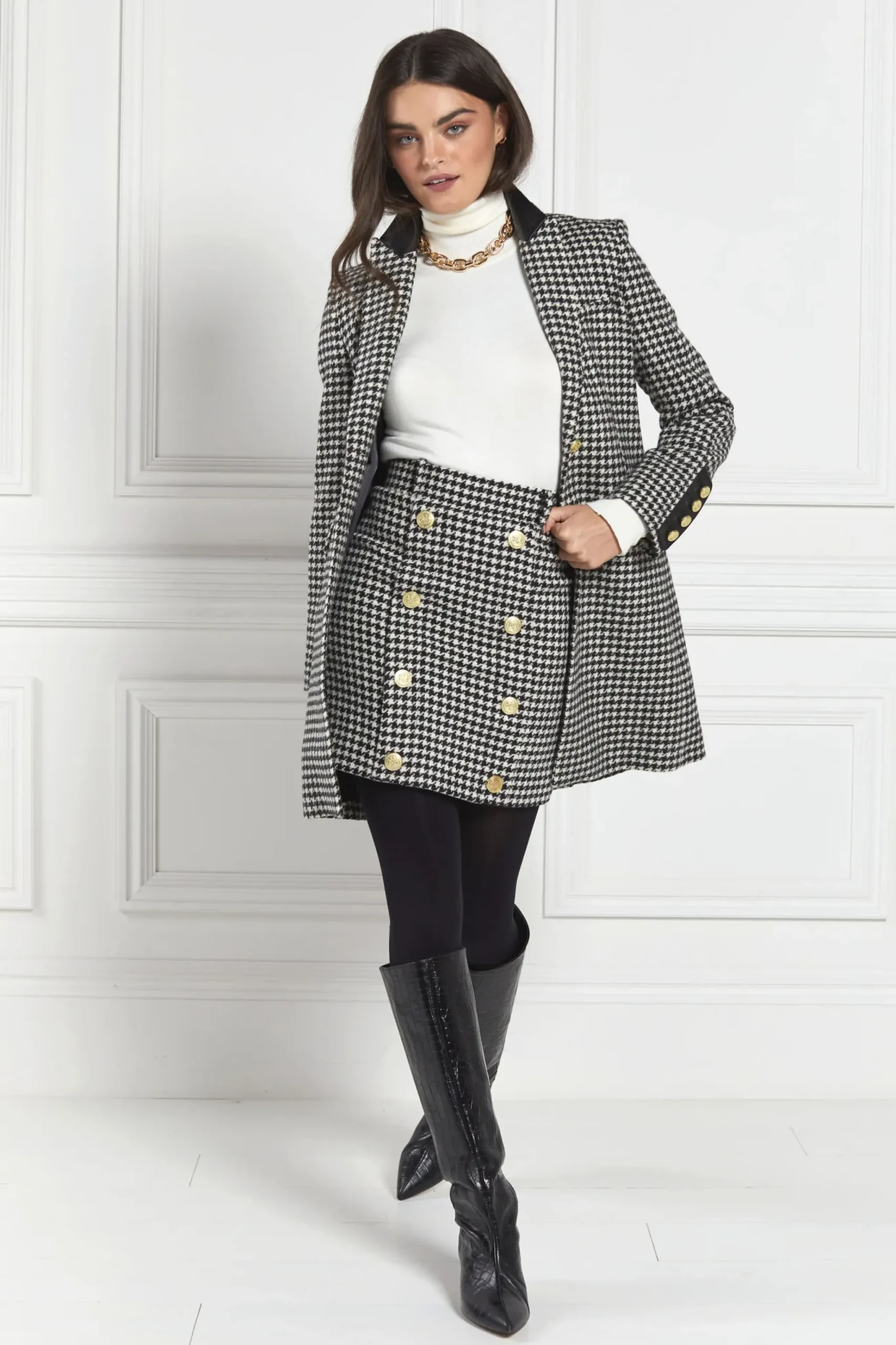 Holland Cooper Kempton Coat Houndstooth Clearance