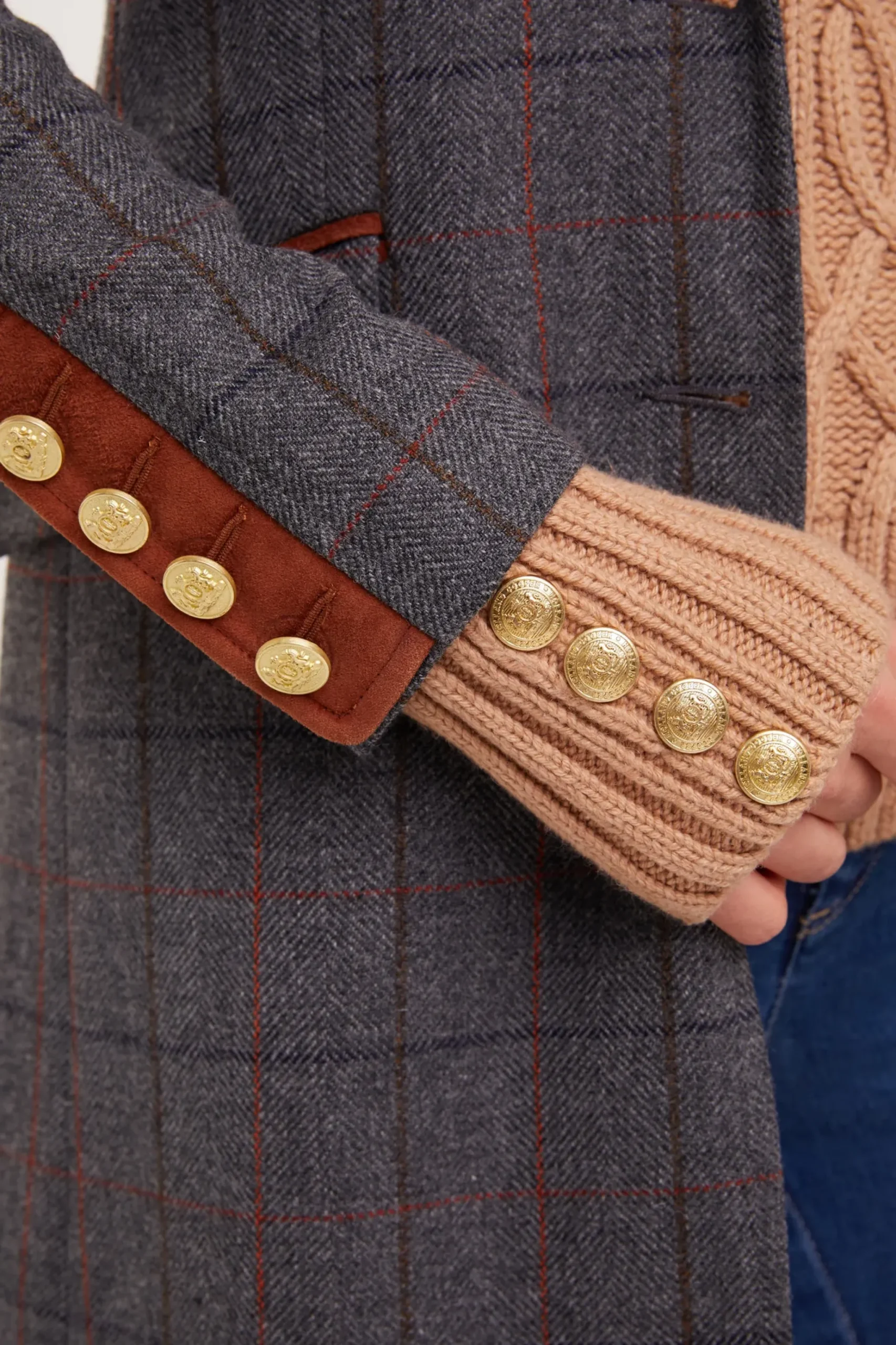 Holland Cooper Kempton Coat Mid Blue Check Hot