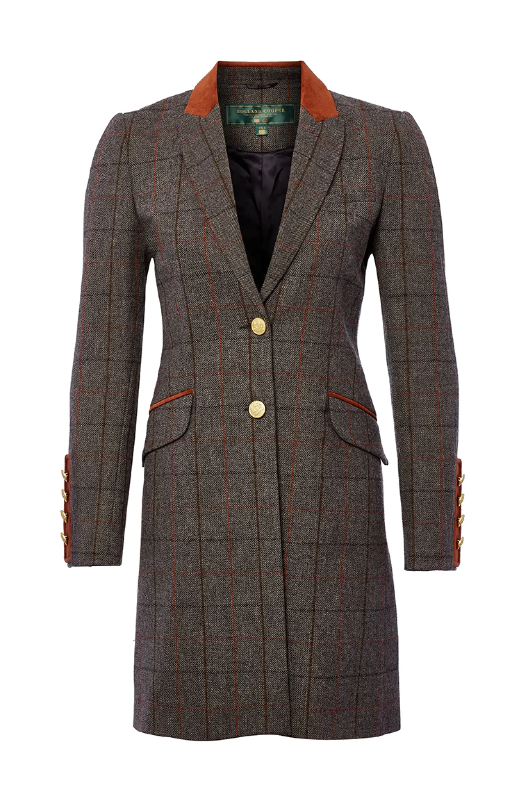 Holland Cooper Kempton Coat Mid Blue Check Hot