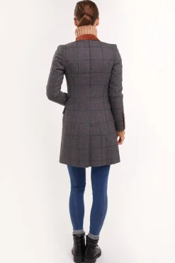 Holland Cooper Kempton Coat Mid Blue Check Hot