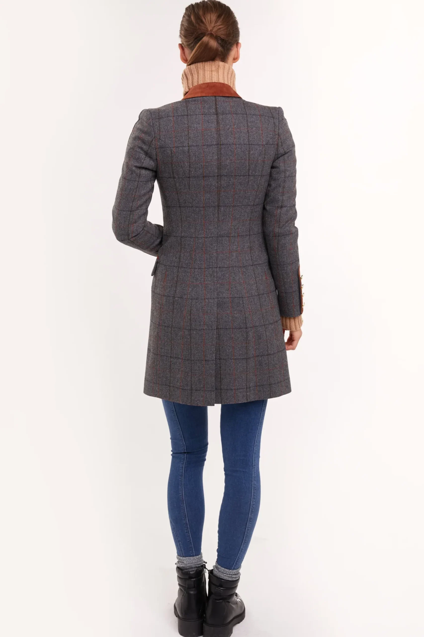 Holland Cooper Kempton Coat Mid Blue Check Hot
