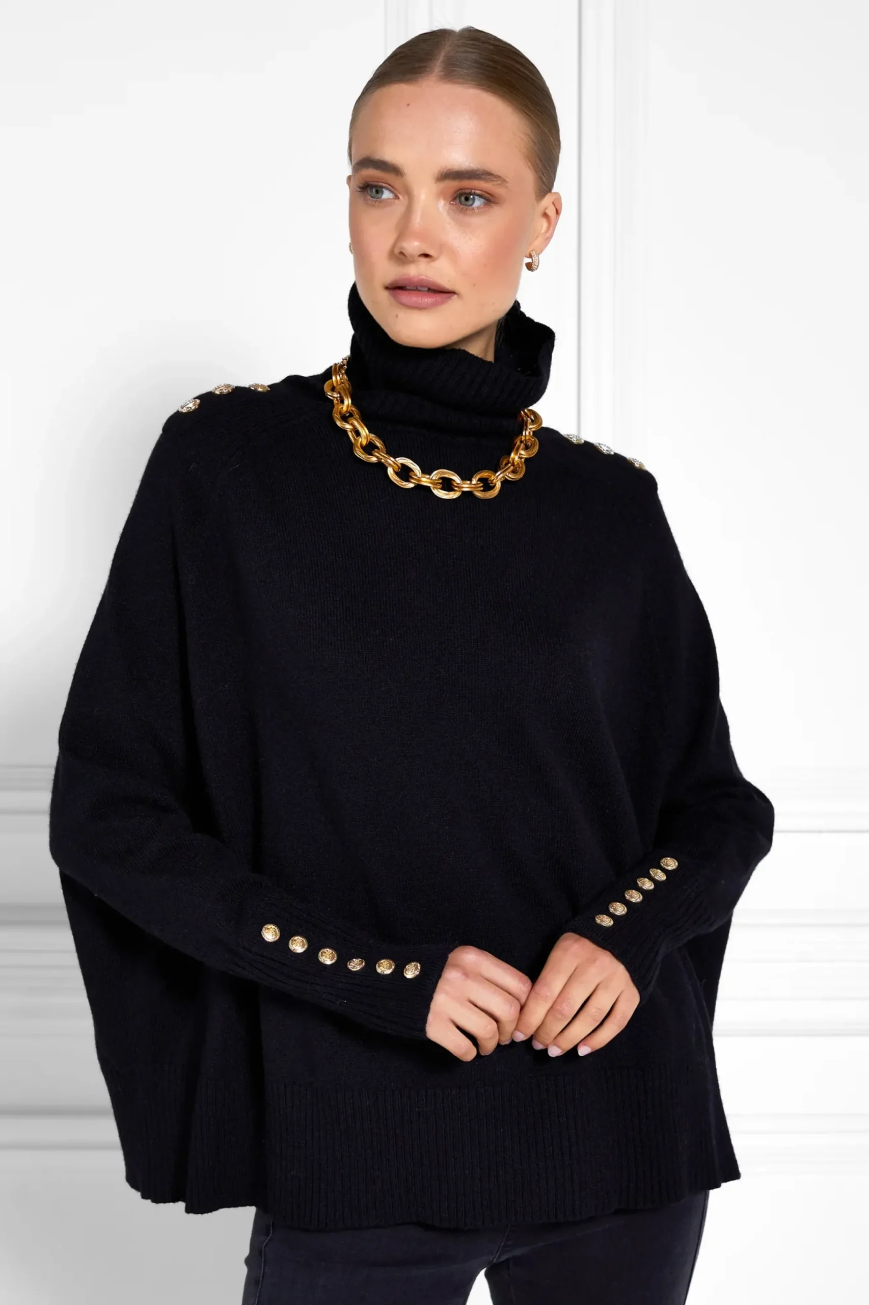 Holland Cooper Kingsbury Cape Knit Black Clearance