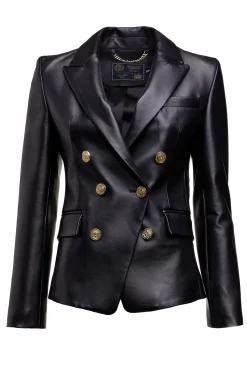 Holland Cooper Knightsbridge Blazer Valencia Leather Black Online