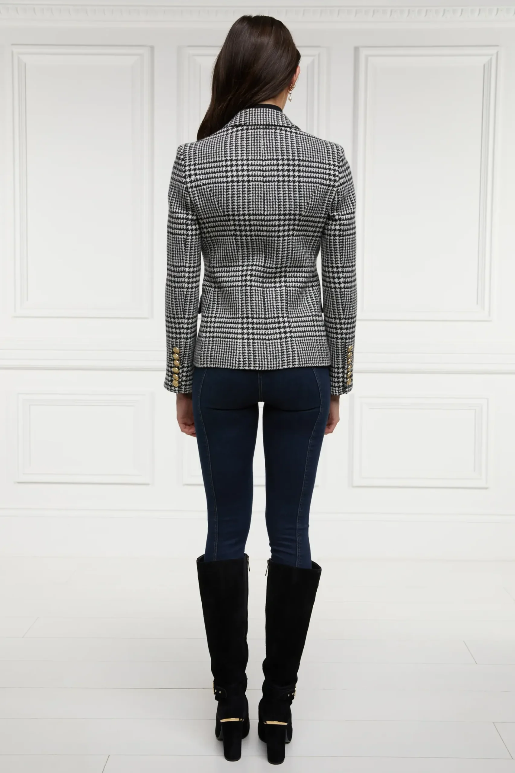 Holland Cooper Knightsbridge Blazer Large Scale Prince Of Wales Mono New