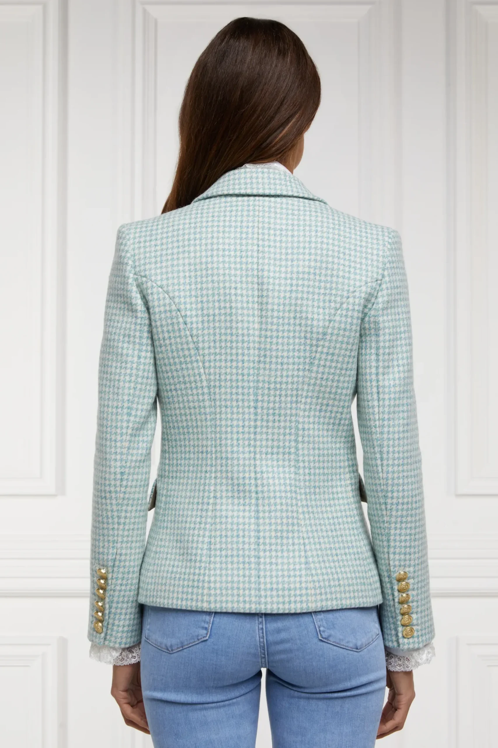 Holland Cooper Knightsbridge Blazer Teal Houndstooth Outlet
