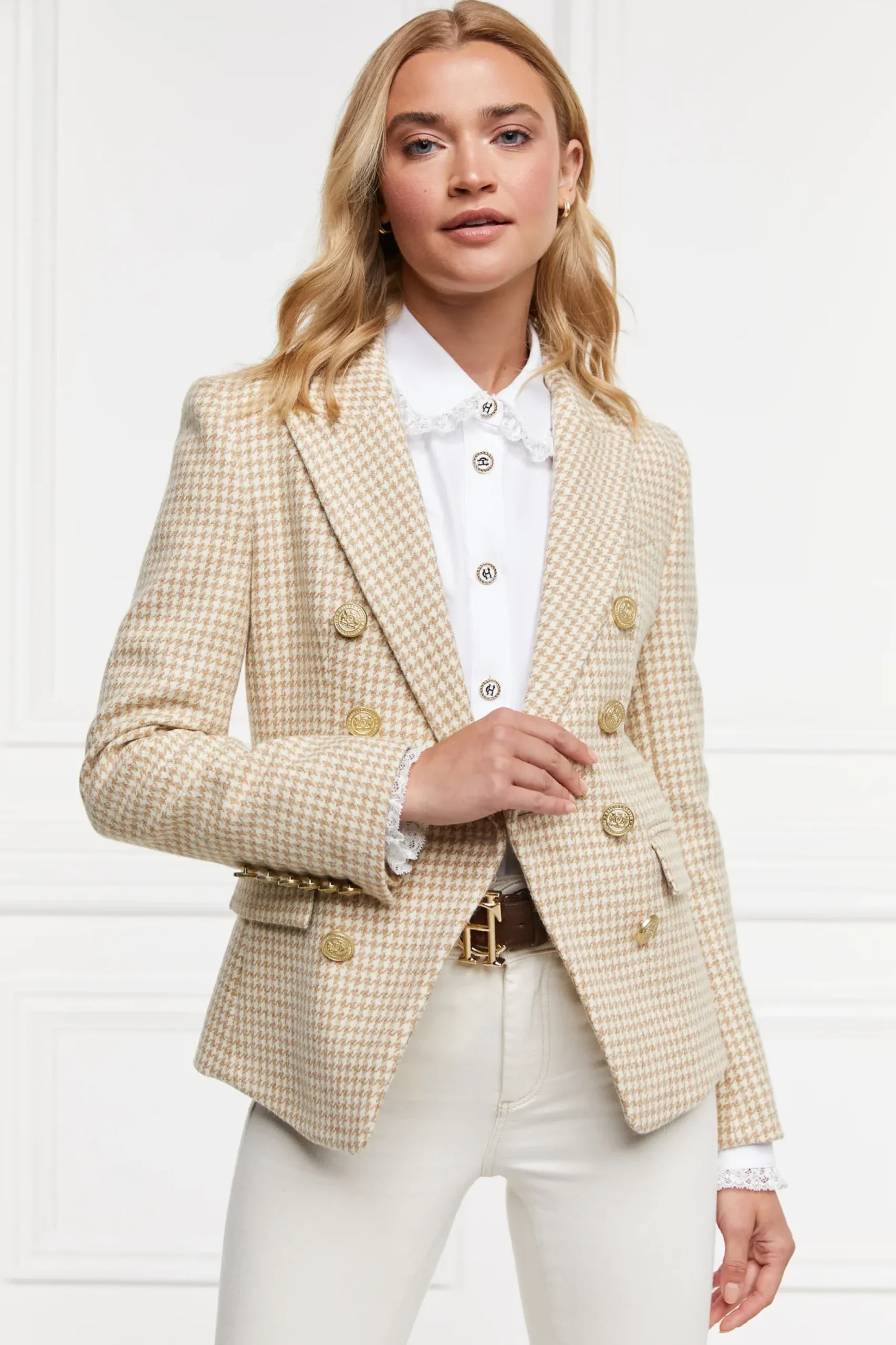 Holland Cooper Knightsbridge Blazer Camel Puppy Tooth Hot