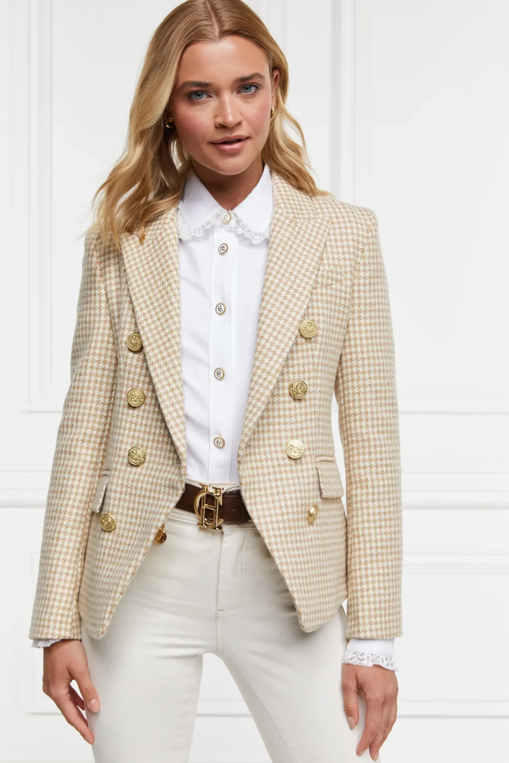 Holland Cooper Knightsbridge Blazer Camel Puppy Tooth Hot