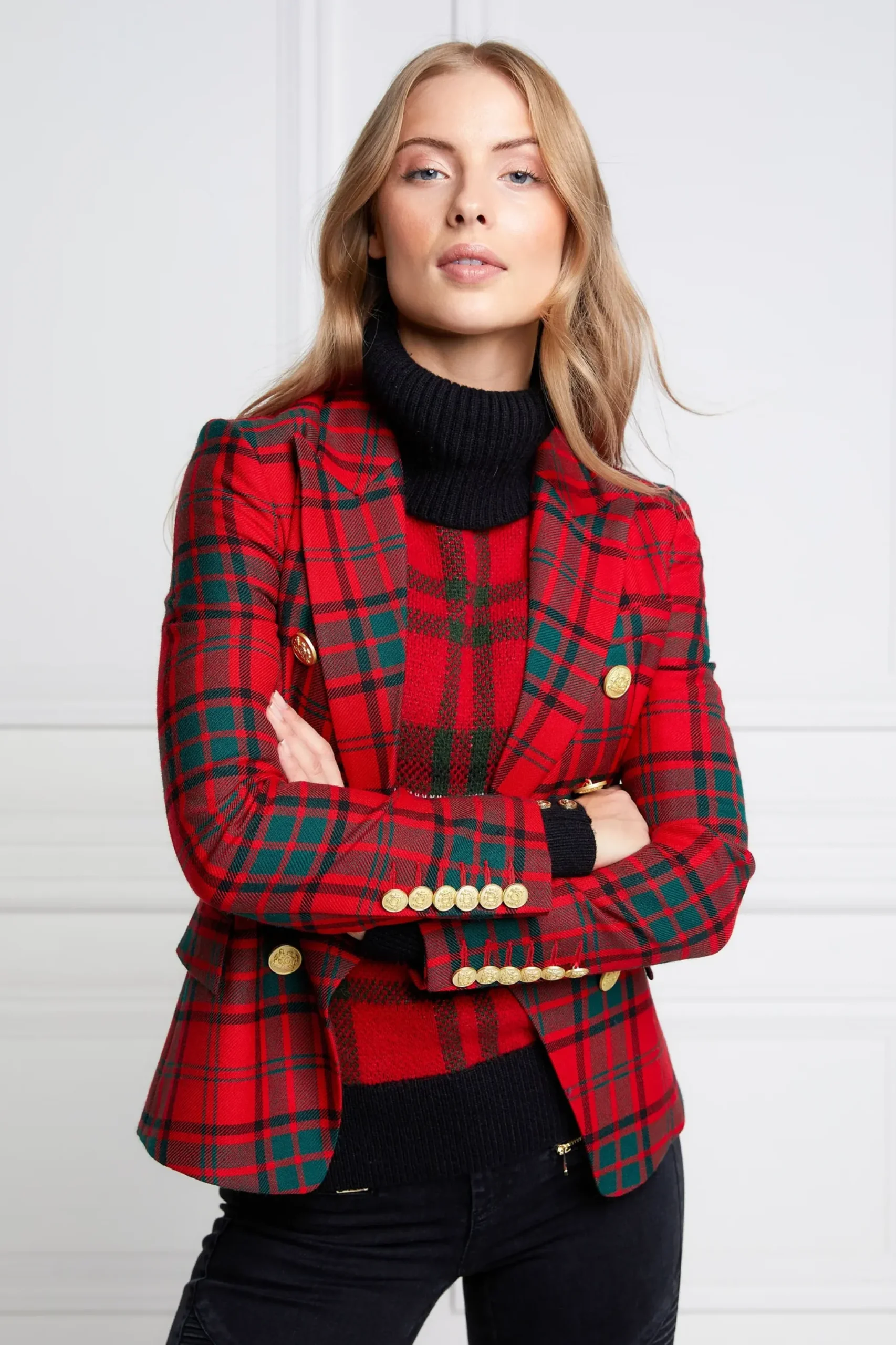 Holland Cooper Knightsbridge Blazer Red Tartan Discount