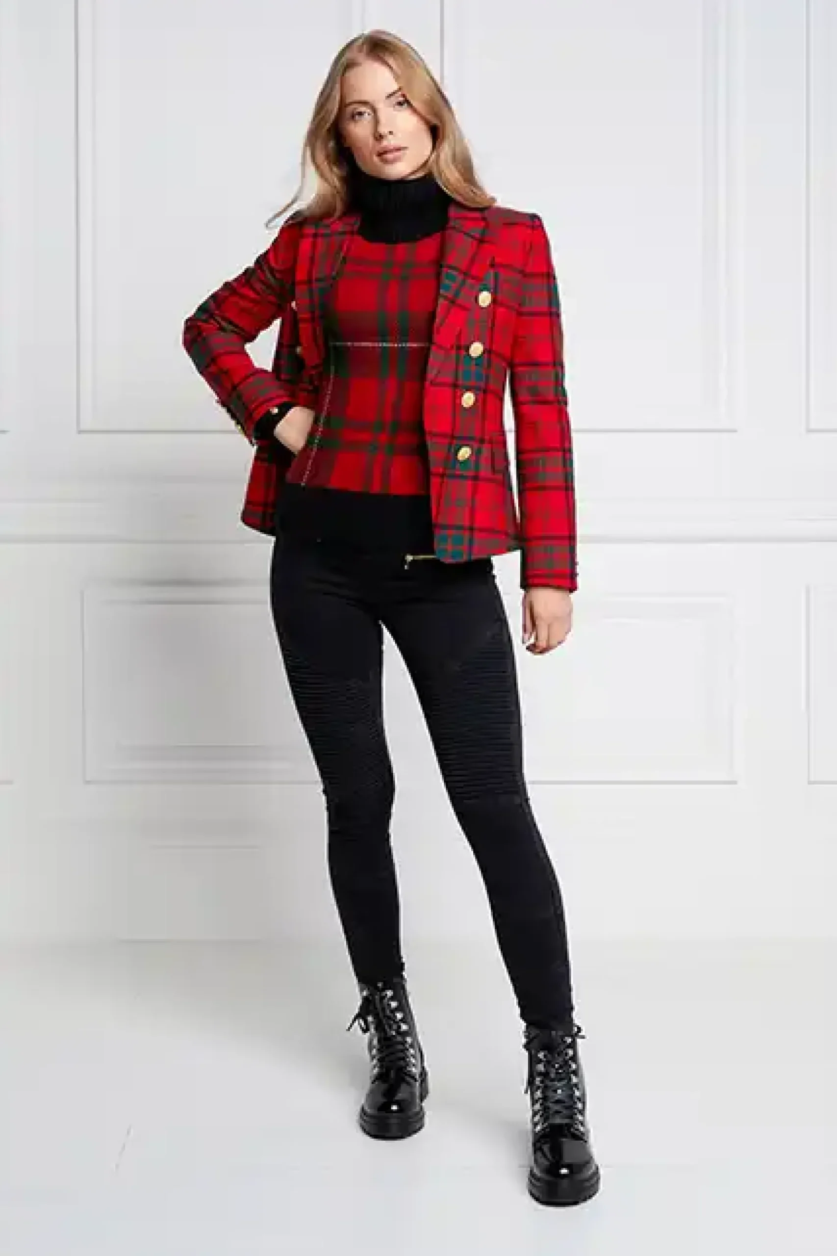 Holland Cooper Knightsbridge Blazer Red Tartan Discount