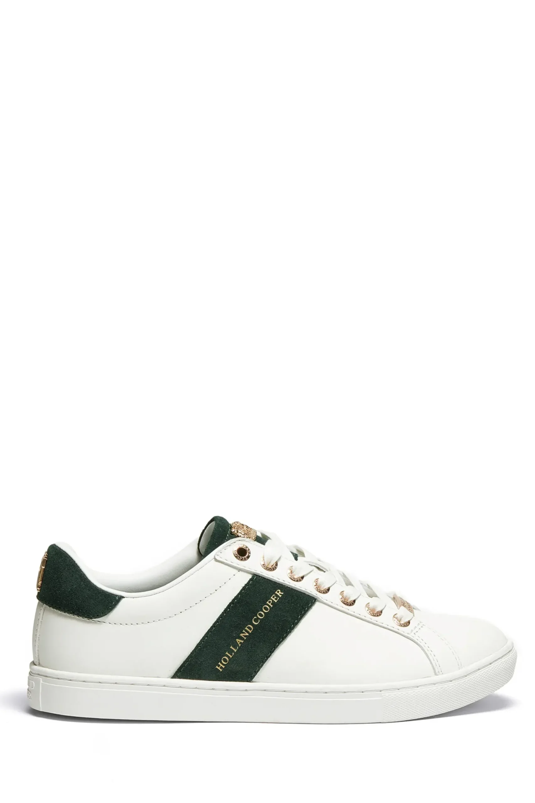 Holland Cooper Knightsbridge Court Trainer White Racing Green Hot