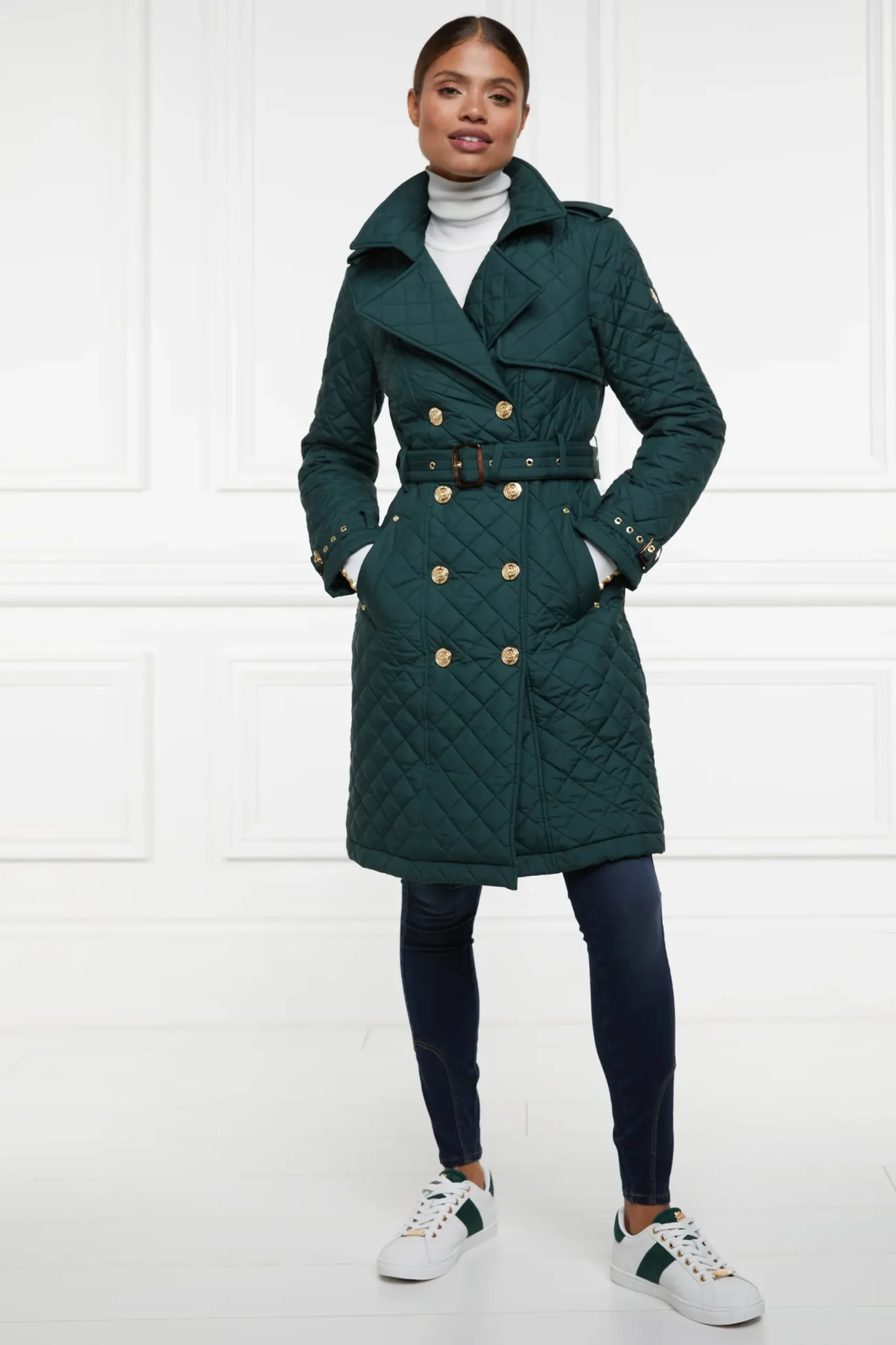 Holland Cooper Knightsbridge Court Trainer White Racing Green Hot