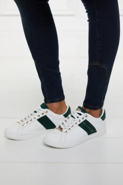 Holland Cooper Knightsbridge Court Trainer White Racing Green Hot
