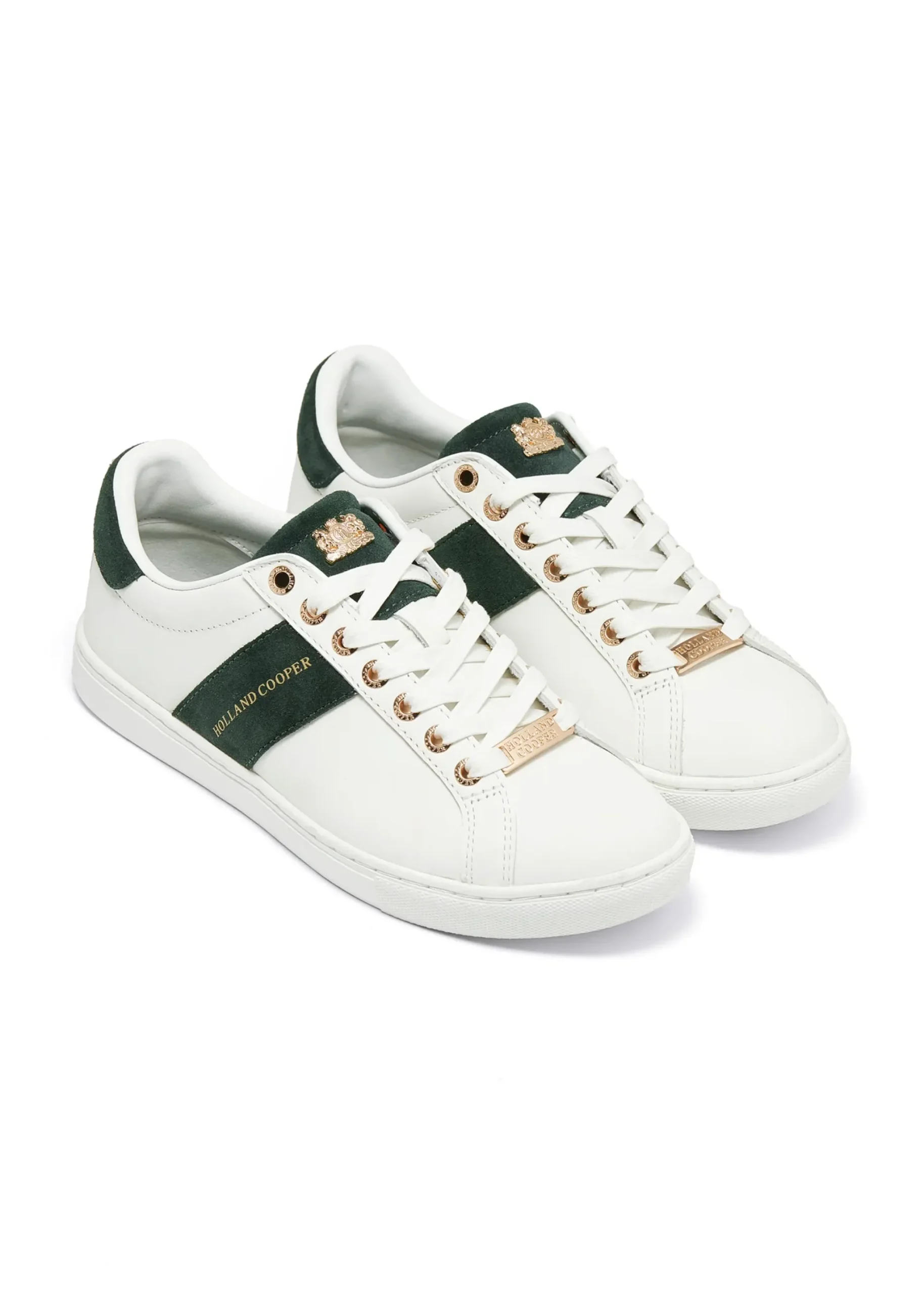 Holland Cooper Knightsbridge Court Trainer White Racing Green Hot