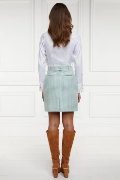 Holland Cooper Knightsbridge Skirt Teal Houndstooth Clearance