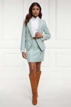 Holland Cooper Knightsbridge Skirt Teal Houndstooth Clearance