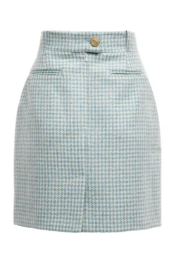 Holland Cooper Knightsbridge Skirt Teal Houndstooth Clearance