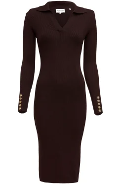 Holland Cooper Knitted Shirt Dress Chocolate Online