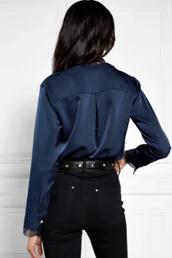 Holland Cooper Lace V-Neck Blouse Ink Navy Online