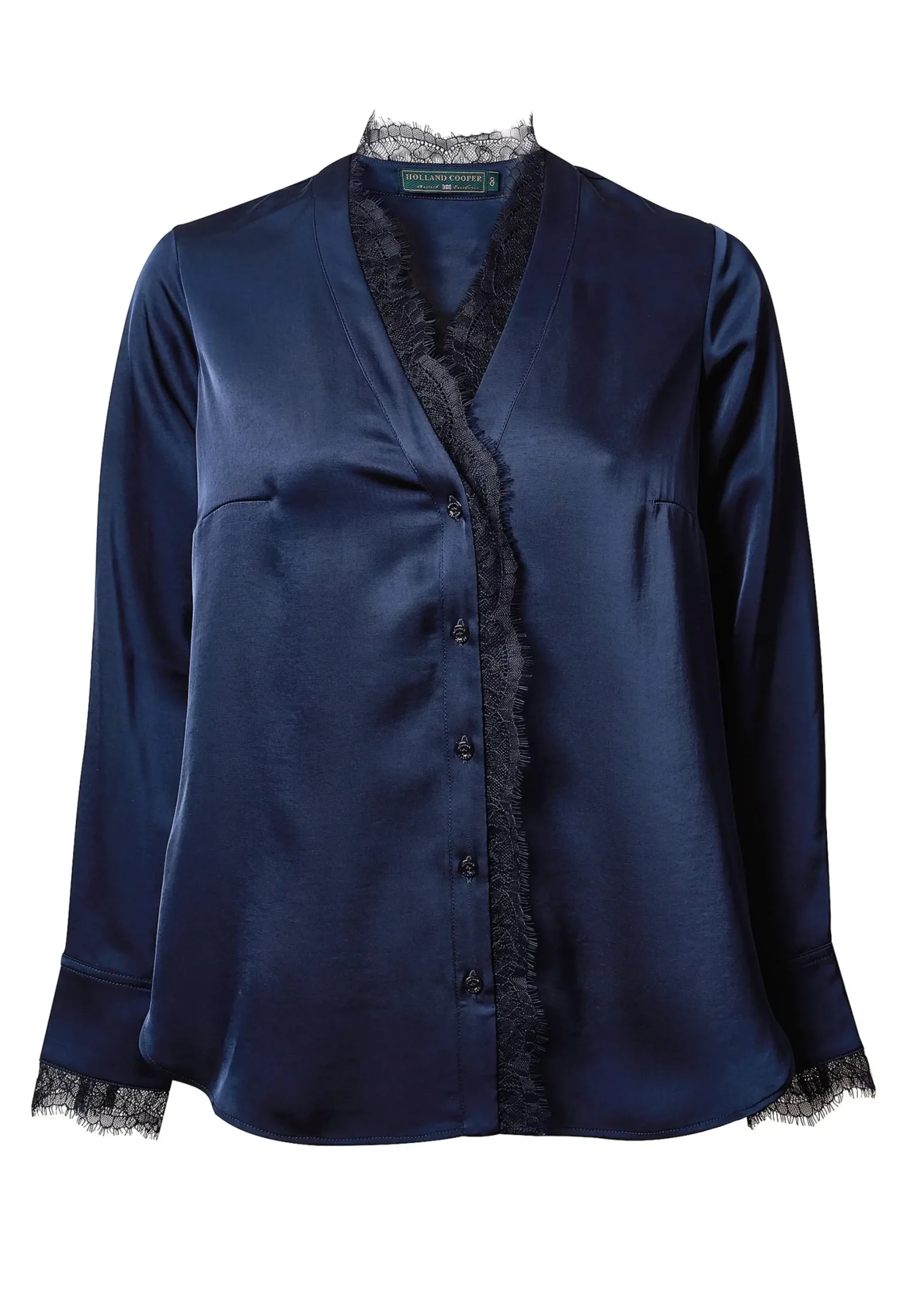 Holland Cooper Lace V-Neck Blouse Ink Navy Online