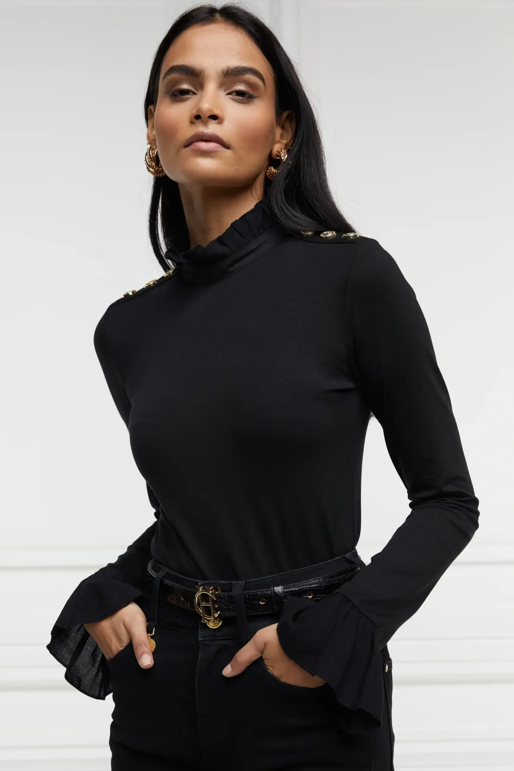 Holland Cooper Lilibet Jersey Tee Black Clearance