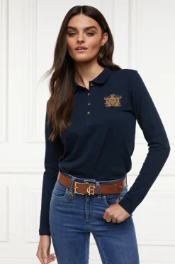 Holland Cooper Long Sleeve Crest Polo New