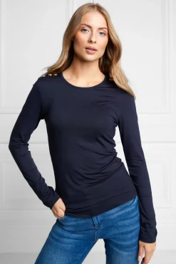 Holland Cooper Long Sleeve Crew Neck Tee Ink Navy