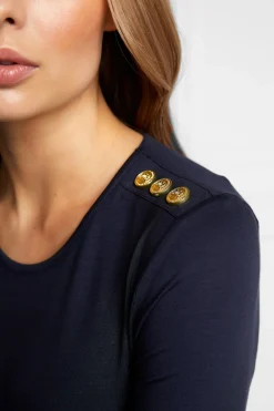 Holland Cooper Long Sleeve Crew Neck Tee Ink Navy