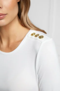 Holland Cooper Long Sleeve Crew Neck Tee White Clearance