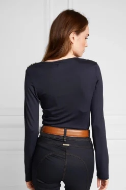 Holland Cooper Long Sleeve V-Neck Tee Ink Navy Online