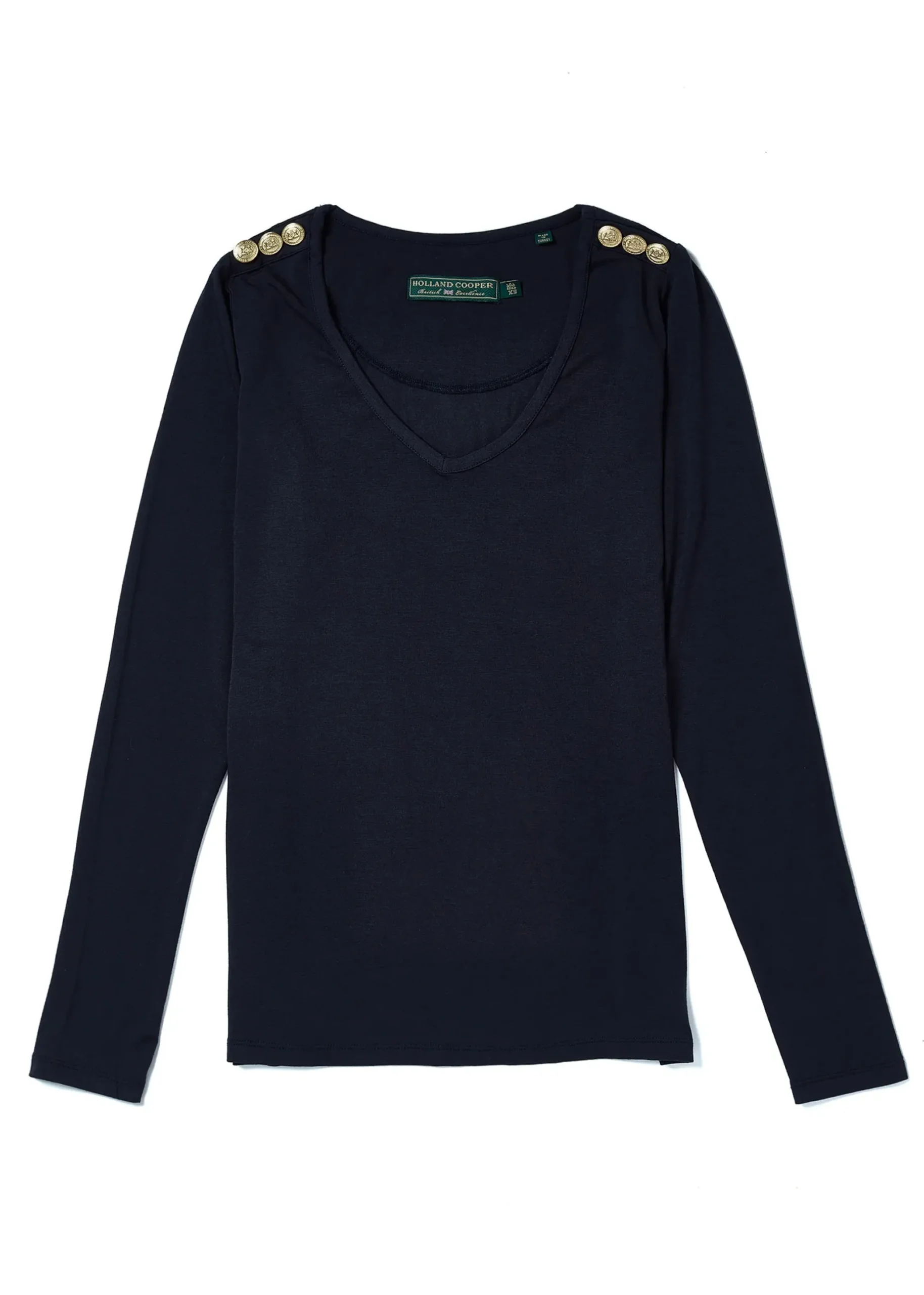 Holland Cooper Long Sleeve V-Neck Tee Ink Navy Online