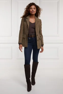 Holland Cooper Long Sleeve V-Neck Tee Coffee Hot