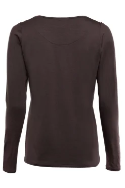 Holland Cooper Long Sleeve V-Neck Tee Coffee Hot