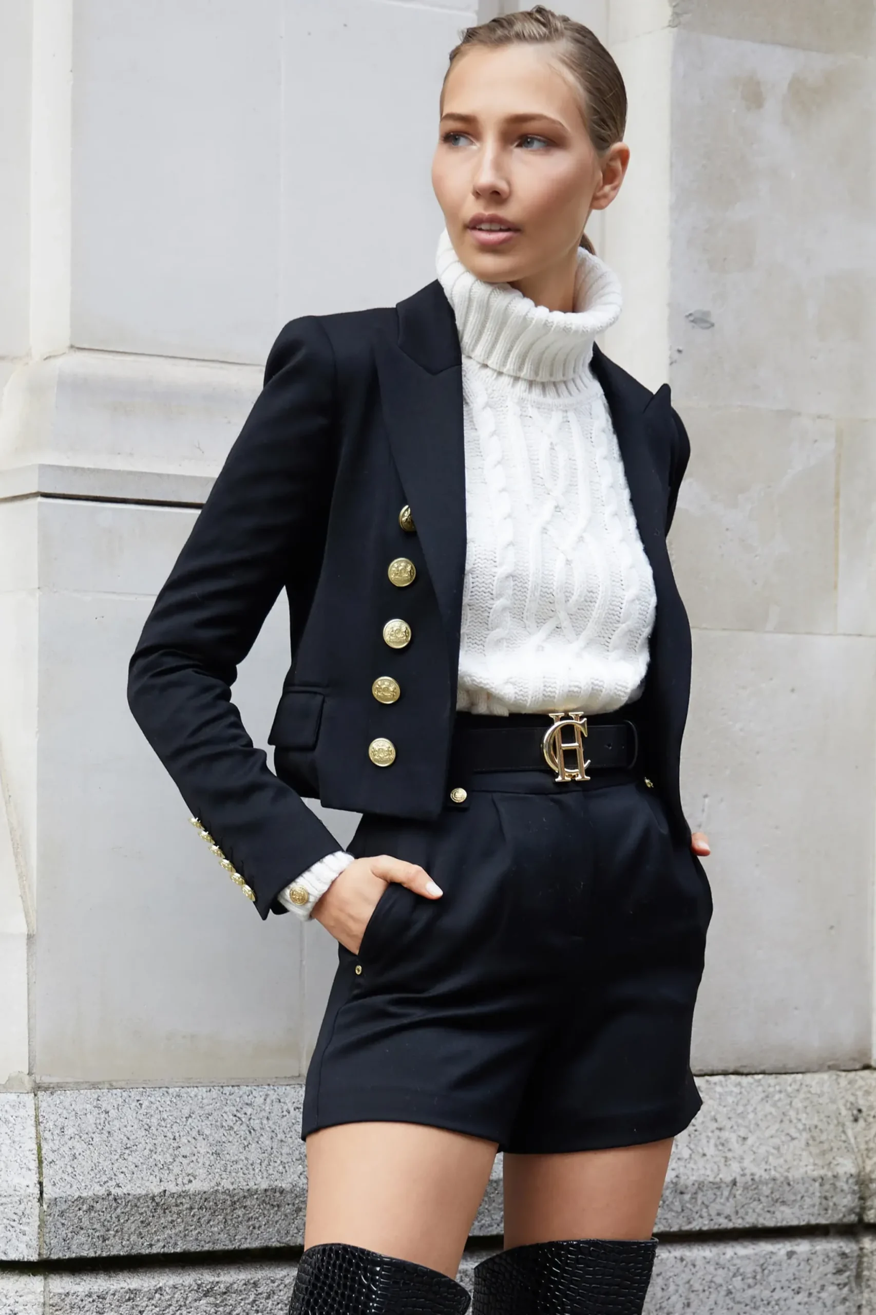 Holland Cooper Luxe Tailored Short Black Barathea Clearance