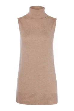 Holland Cooper Luxury Sleeveless Roll Neck Camel Clearance