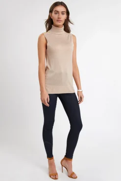 Holland Cooper Luxury Sleeveless Roll Neck Camel Clearance