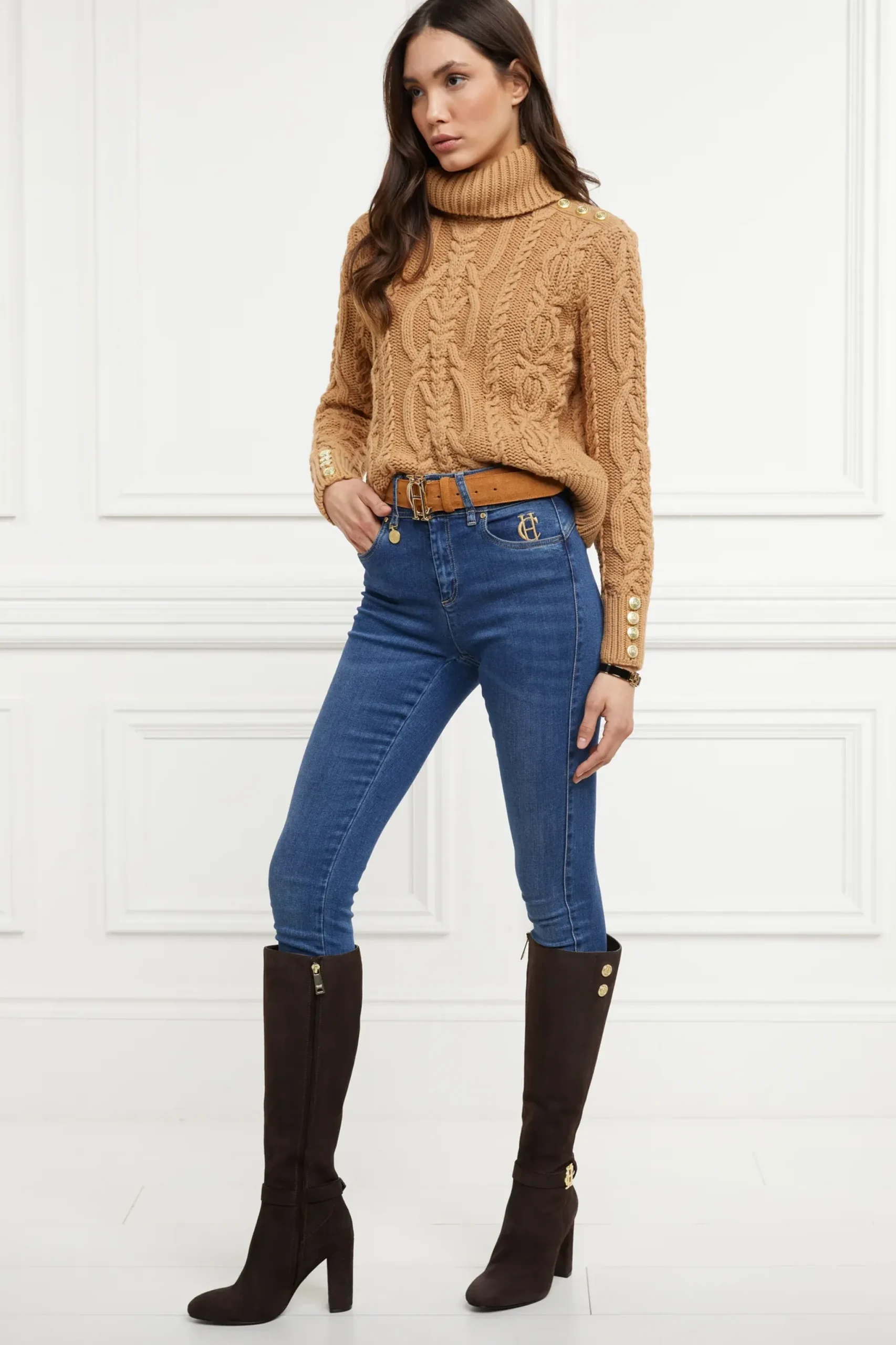 Holland Cooper Marlborough Knee Boot Chocolate Outlet