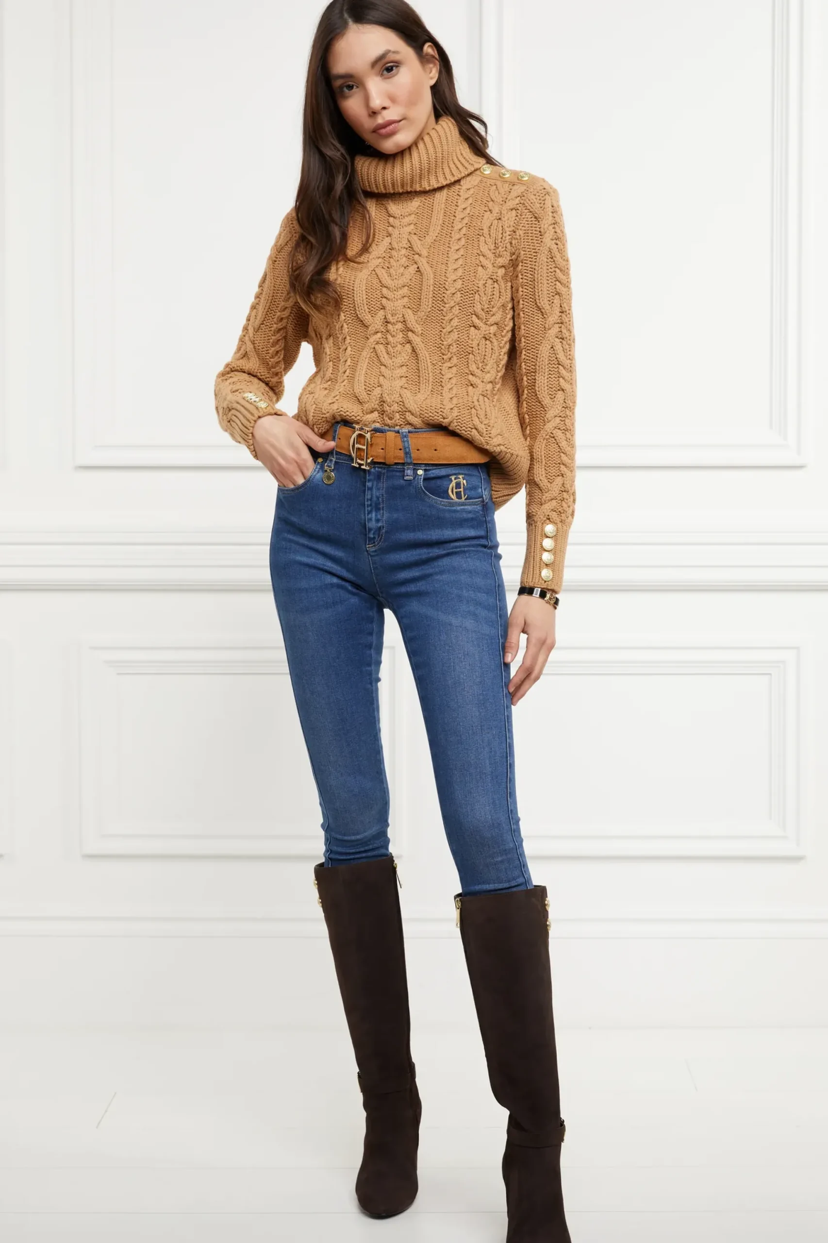 Holland Cooper Marlborough Knee Boot Chocolate Outlet