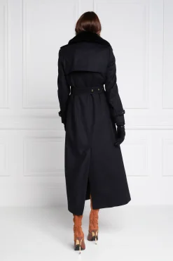 Holland Cooper Marlborough Shearling Trench Coat Soft Black Online