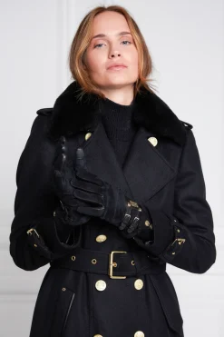 Holland Cooper Marlborough Shearling Trench Coat Soft Black Online