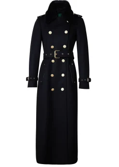 Holland Cooper Marlborough Shearling Trench Coat Soft Black Online