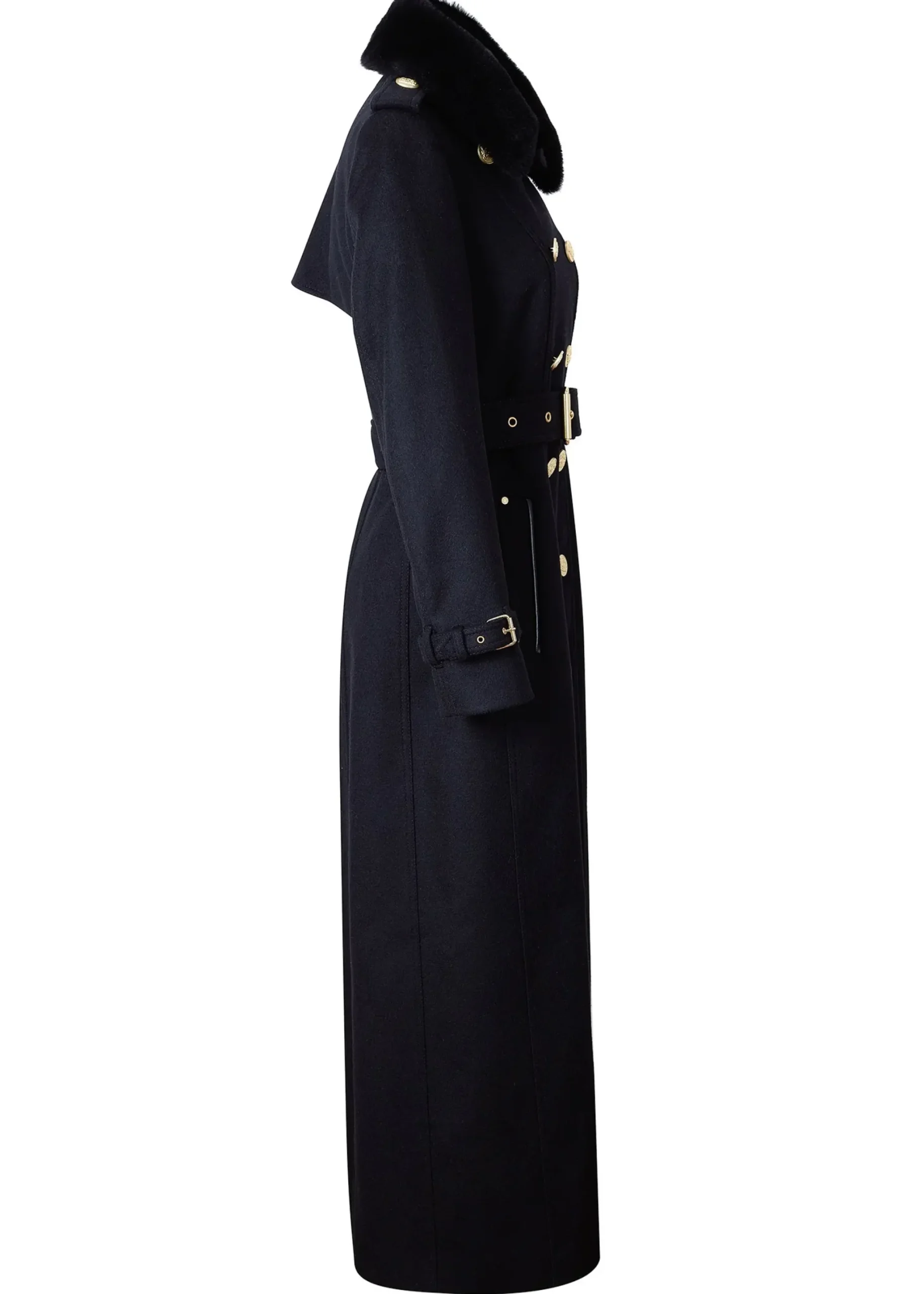 Holland Cooper Marlborough Shearling Trench Coat Soft Black Online