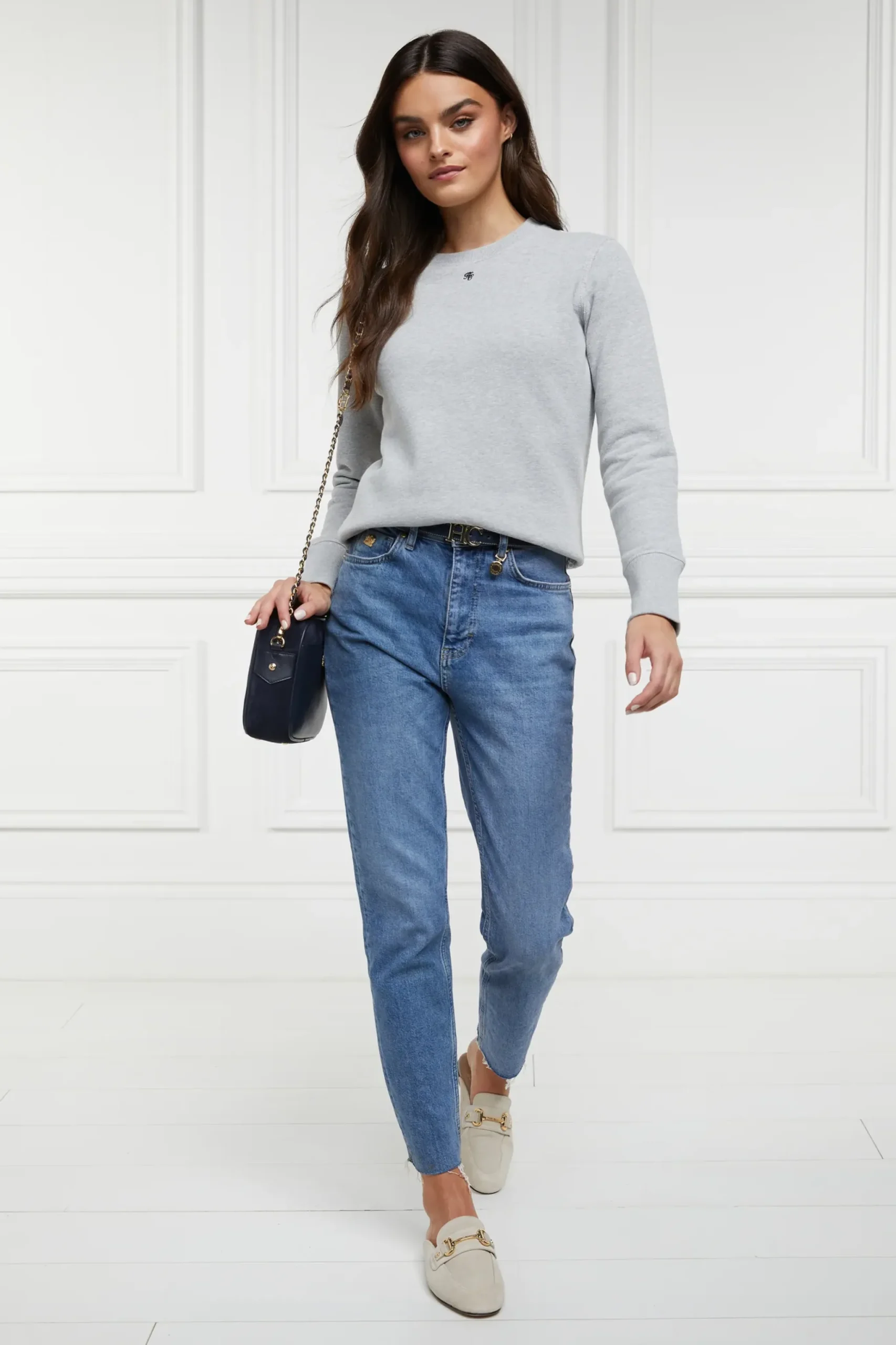 Holland Cooper Monogram Crew Neck Sweat Grit Marl Sale